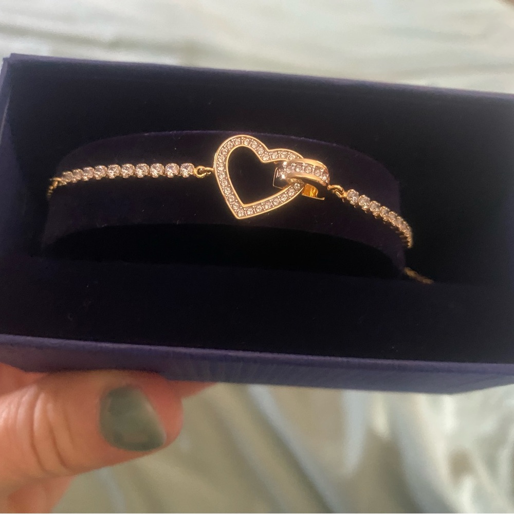 Swarovski Gold Heart Bracelet with Crystals - Picture 4 of 5